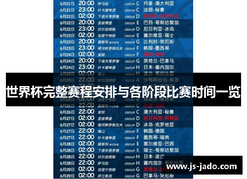 世界杯完整赛程安排与各阶段比赛时间一览