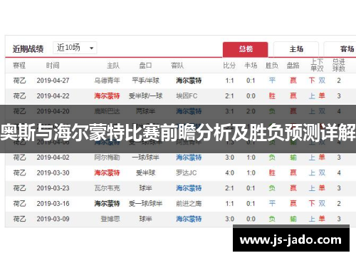 奥斯与海尔蒙特比赛前瞻分析及胜负预测详解